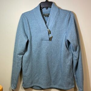 Eddie Bauer‎ Women’s Large Blue Pullover Toggle Button Fishermans Neck Sweater
